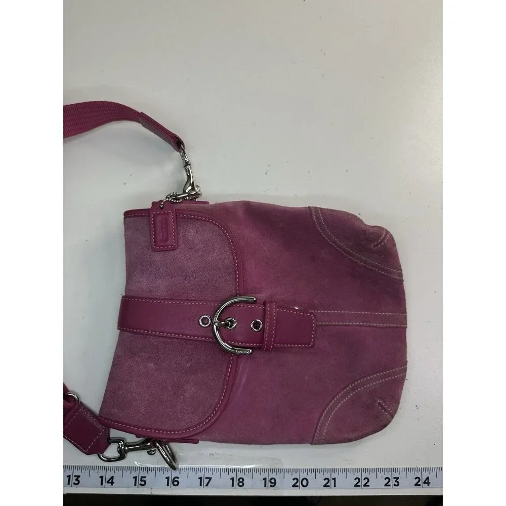 WORN - Coach Soho Bag Pink Suede Crossbody Y2K Vintage